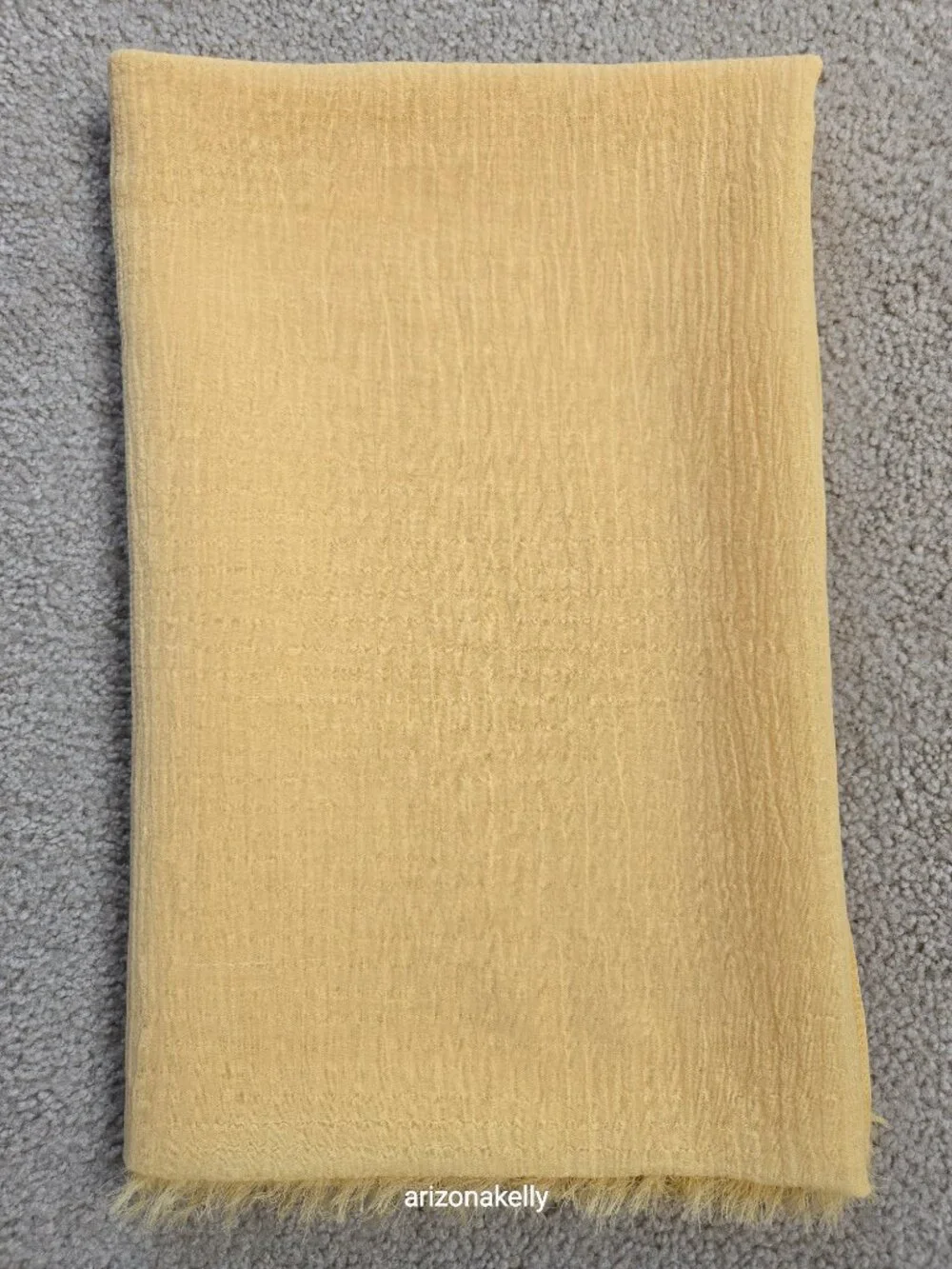 NWOT 100% Linen Scarf Seersucker Puckered Wrap Oversized Shawl Yellow Monday